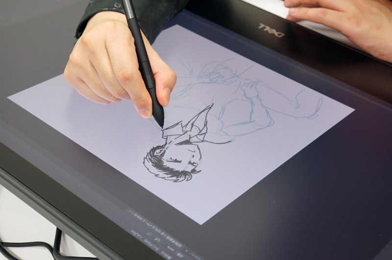 北上氏にCanvasでイラストを描いてもらっているところ