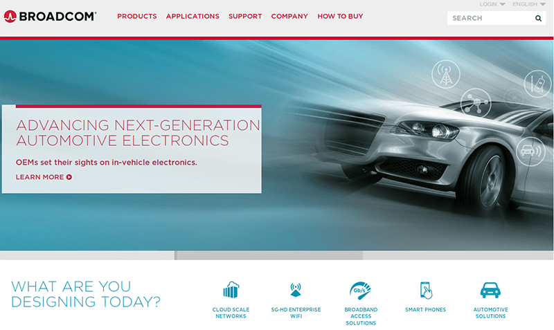 Broadcomのホームページ