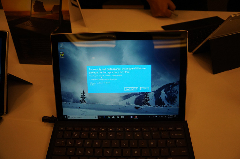 Windows 10 S(x86版だろうが、Arm版であろうが)では、デスクトップアプリケーションの起動はこのように制限されている。