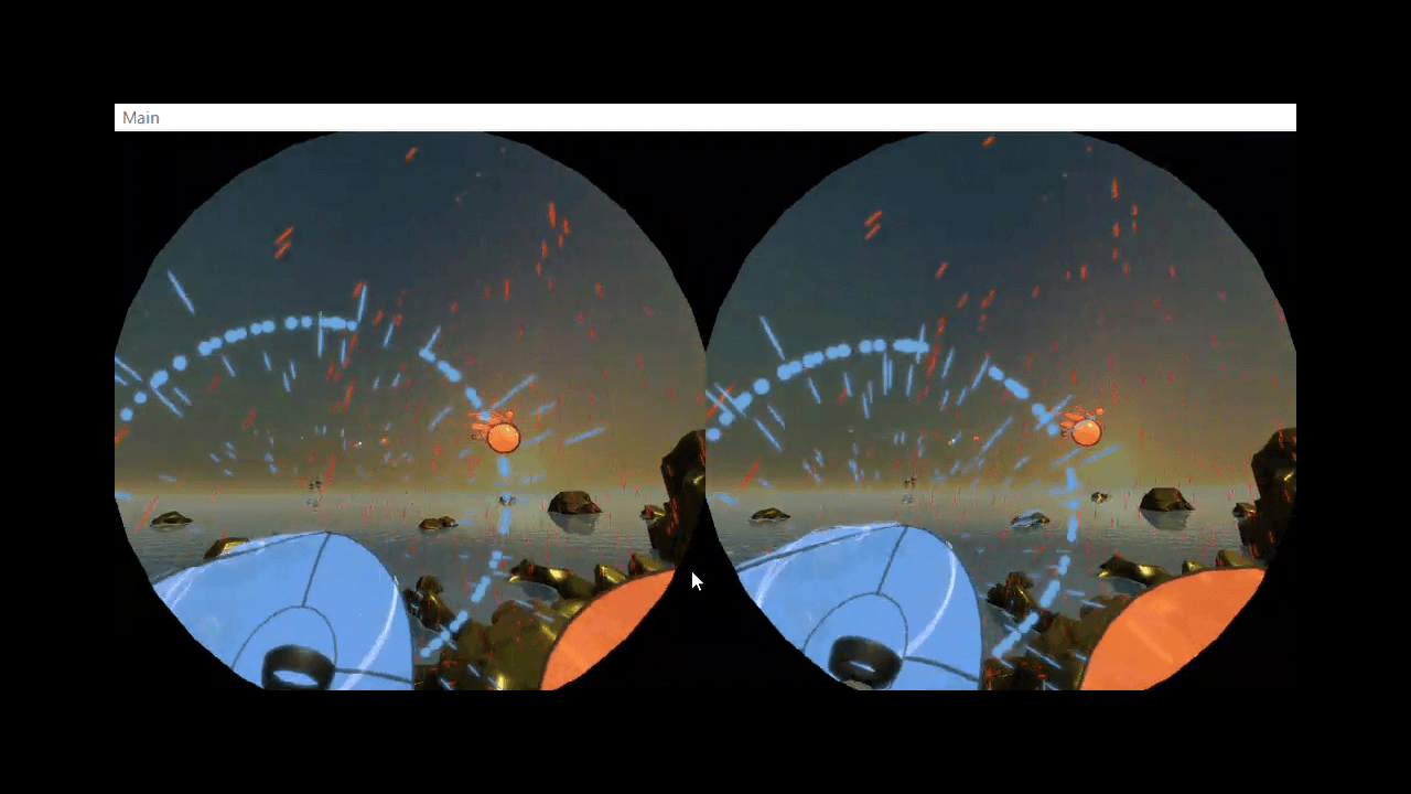 これは、飛来する光の球を音楽に合わせて両手のシールドで防ぐリズムゲーム「Audioshield」。球をシールドで連続に弾いた時の振動の感触が心地いい人気作だが、12月8日時点でモーションコントローラのバイブ機能は動作しない。爽快感が激減だ