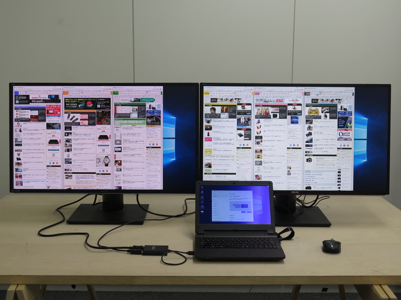 4Kの解像度なら、複数サイトの同時チェックなども楽々だ