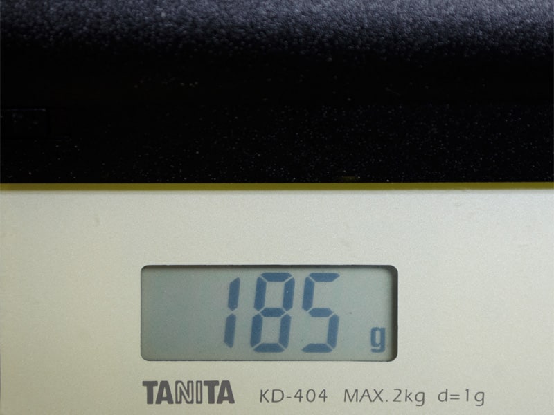 バッテリの重量は実測で185g