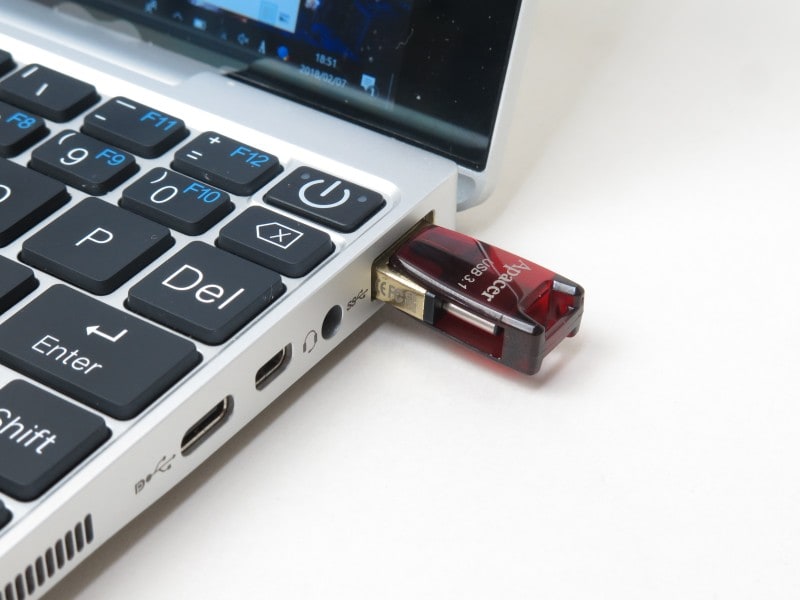 GPD PocketのUSB Type-Aに接続したところ