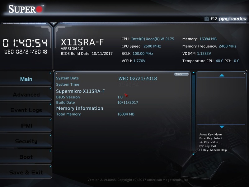 X11SRA-FのUEFI画面