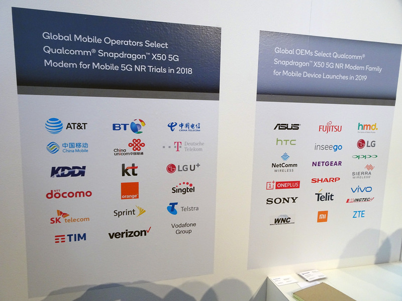 Snapdragon X50 5G modemの採用を明らかにしたOEMメーカーとトライアルを行なうと発表した通信キャリア
