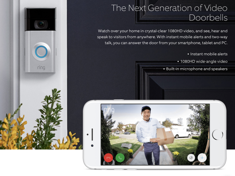 Ringによる動作イメージ。来訪をスマートフォンから応対できる