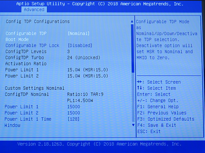 熱設計や消費電力に関わるConfig TDP Configurationsの設定