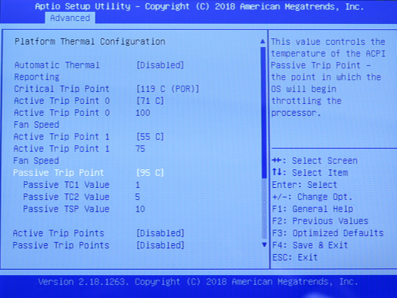 プラットフォーム全体の熱に関する設定。ファンが回転し始める温度などが設定できるようだ