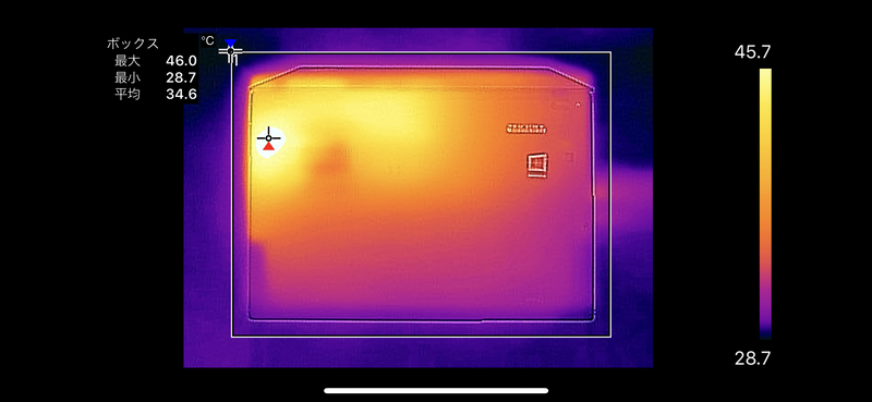 底面の最大温度は46℃