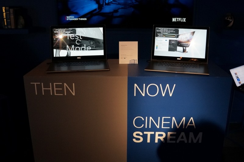新XPS 13(9370)に搭載されたストリーミングコンテンツの最適化機能Dell Cinemaの体験コーナー、左の昔のストリーミングでは何度も動画が止まってしまっていた