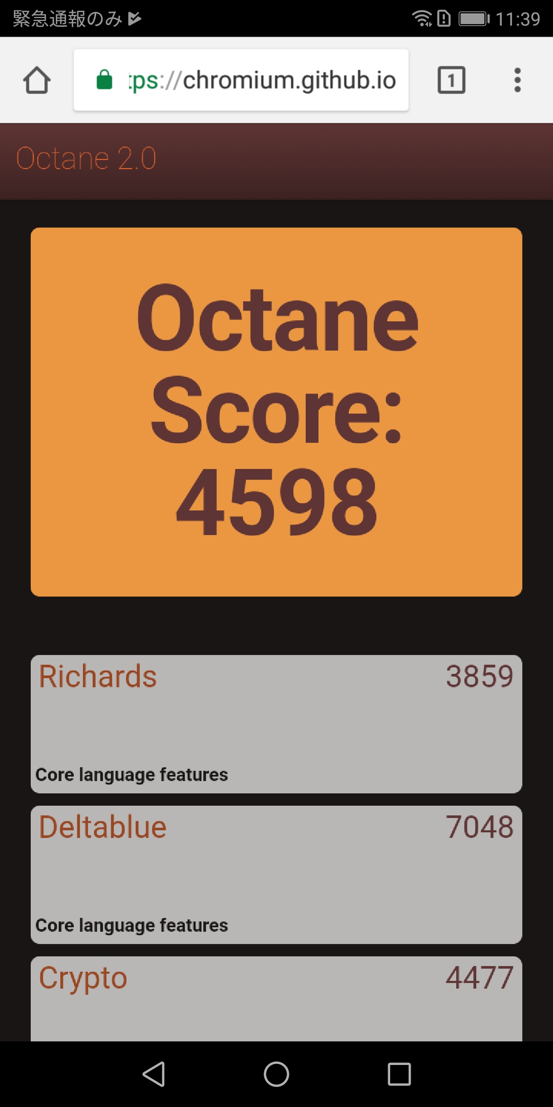 Google Octane 2.0は4,598