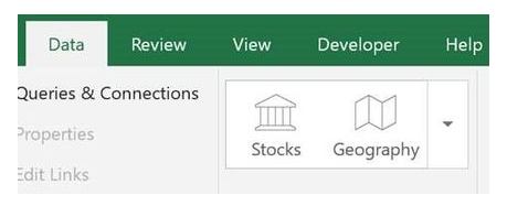 AIを活用するデータタイプの「Stocks(株式)」と「Geography(地理)」