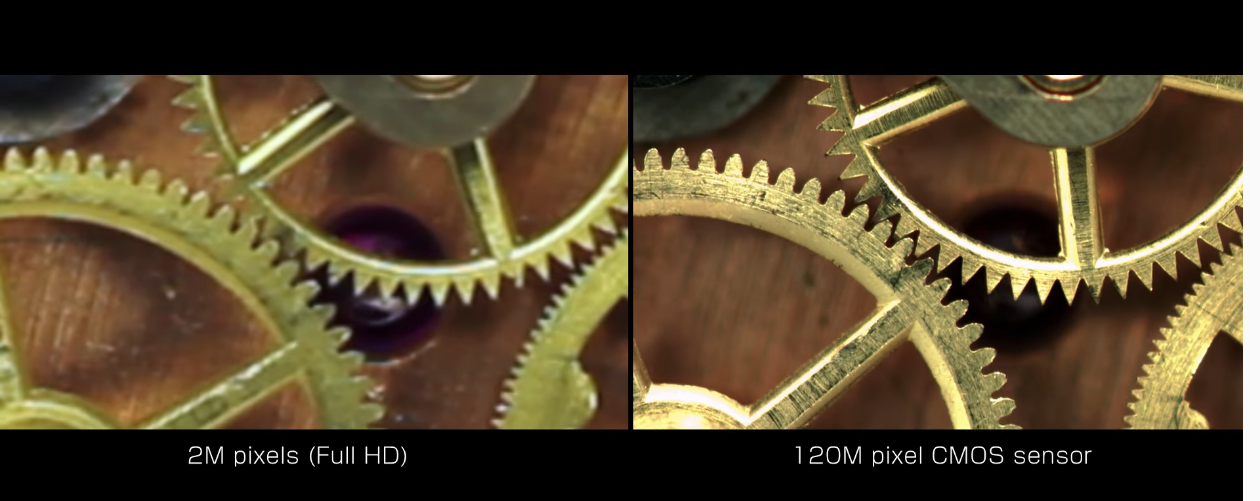 腕時計を200万画素(フルHD)センサーと120MXSとで撮影したさいの比較