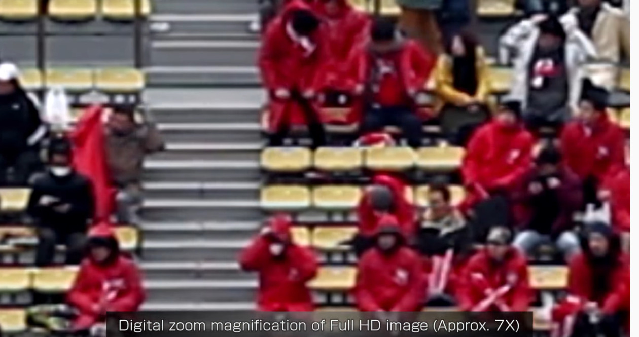 200万画素ではデジタル7倍ズームでも観客の顔は識別できない