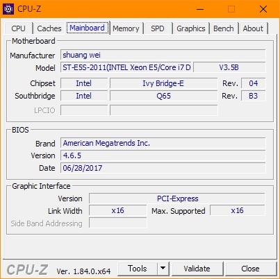 CPU-Z上などからは、Intel Q65 Expressチップセットを搭載していると認識される
