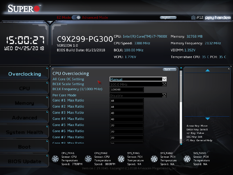 UEFI BIOSのAdvanced Modeを開くといきなりオーバークロックの項目である