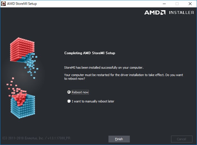 StoreMIとJava Runtimeのインストール後、PCを再起動すればStoreMIのインストールは完了