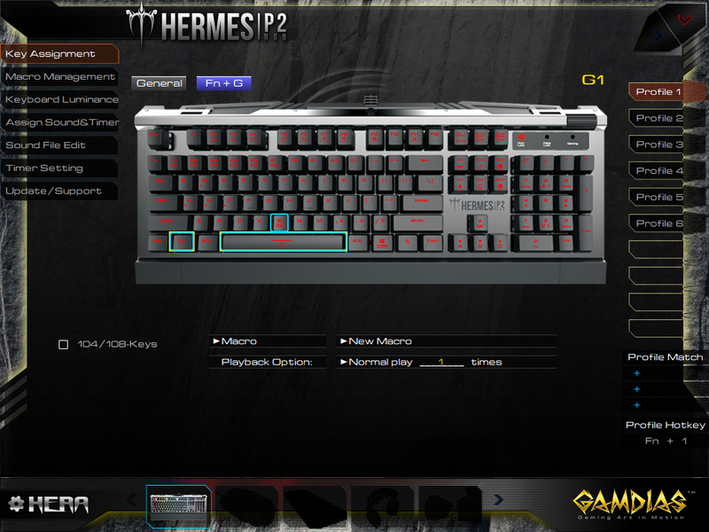 マクロキーのアサイン。どのマクロを実行するかだけでなく、何回実行するかも設定可能