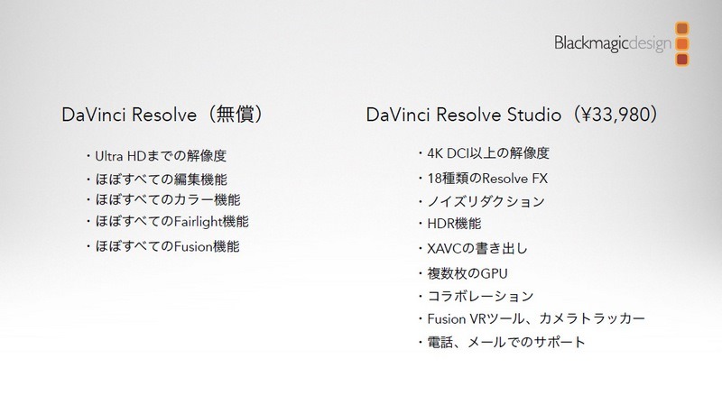 無償版と有償版のおもな違い