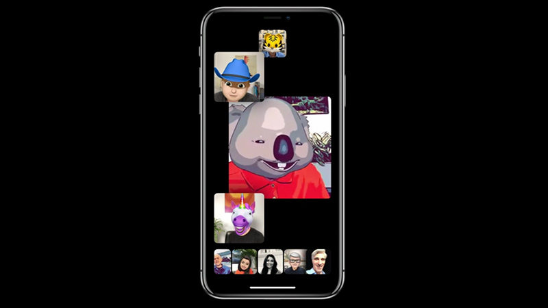 Facetimeはグループ通話に対応。Animojiも同時に利用できる