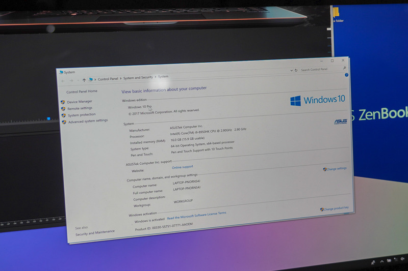 CPUはCore i9-8950HK、6コア/12スレッド