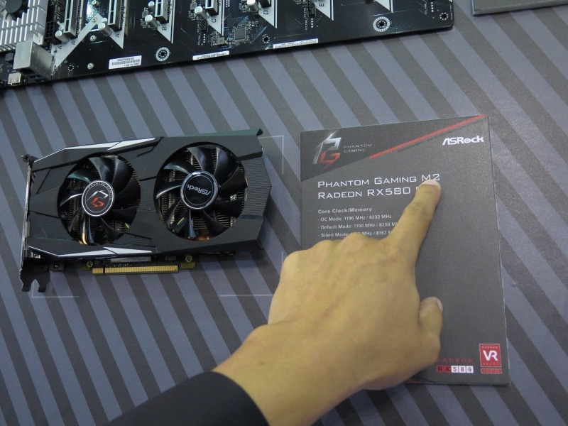 ビデオカードはPhantom Gamingシリーズだが、“M”がついたマイニング向けとなっている。なお、“2”は2基のファンを示すとのこと