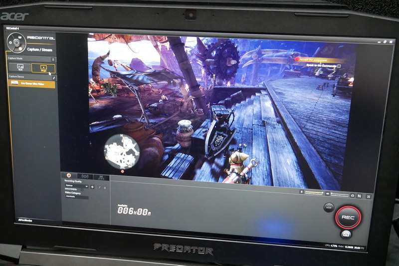 録画には、AVerMedia製キャプチャ製品で利用されている「RECentral」を使用する