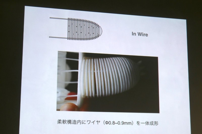 ワイヤーを引っ張って柔軟構造を動かす