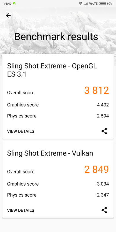 3DMark Sling Shot Extremeの結果