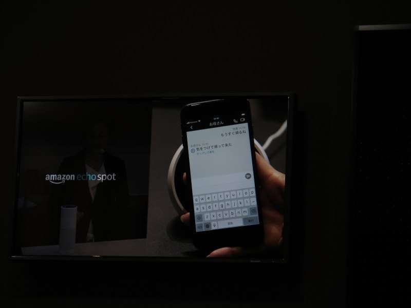 スマートフォンのAlexaアプリからテキストメッセージを送信できる。Echo Spot側では表示/再生が可能なほか、返信も音声入力で行なえる
