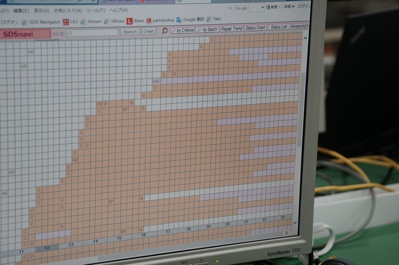 修理ラインのリーダーはマシンごとに修理状況を15分単位で把握できる。この情報はユーザーもオンラインで確認できる