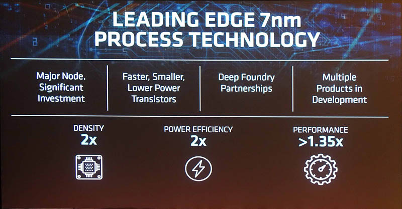 7nmへの移行によってトランジスタ密度も電力効率も2倍に上がる