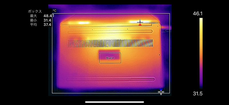 底面の最大温度は48.4℃