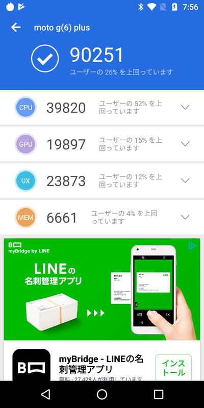 AnTuTu Benchmarkは90,251(ランキングは51位)