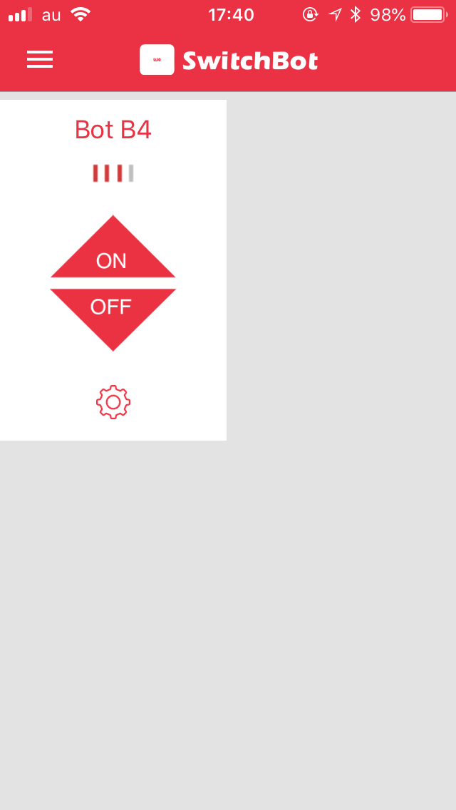 これにより、アプリの操作ボタンが「ON」と「OFF」の2つに分かれる