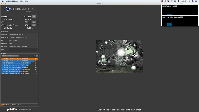 GPUが動作しているかどうかは「アクティビティモニタ」の「GPUの履歴」で確認している