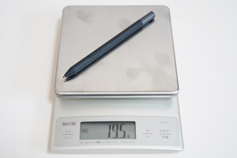 Dellプレミアム・アクティブ・ペンの実測重量は約19.5g