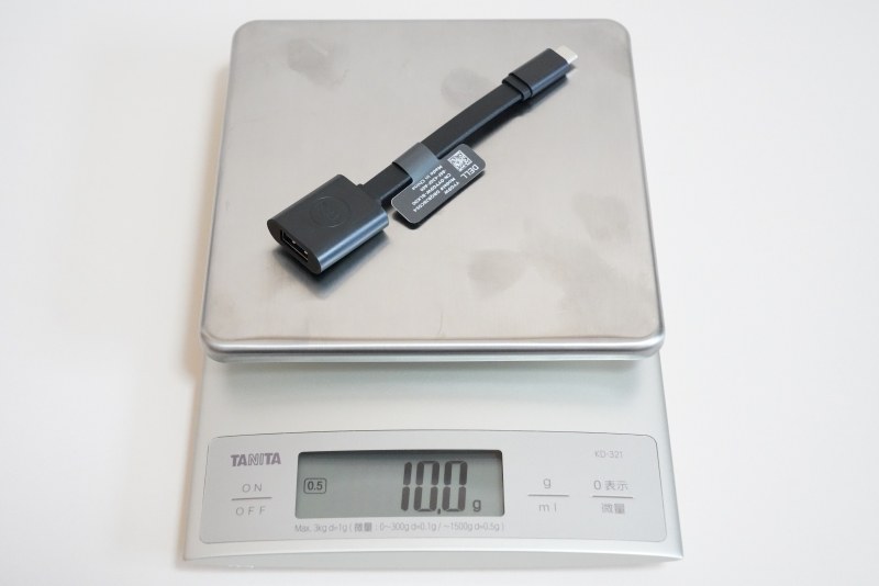 USB Type-C - USB 3.1 Type-A 変換アダプタの実測重量は約10g