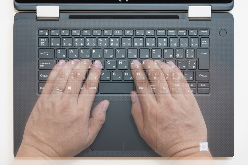 「-」、「^」、「&yen;」列のキーは横幅がせばめられているが、「Back space」、「Enter」キーは実用的な横幅が確保されている