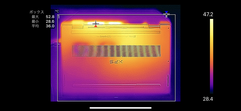 底面の最大温度は52.8℃