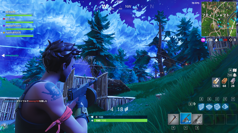 人が多いバトル中にはややフレームレートが低下するものの、ほぼ60fpsは維持できている