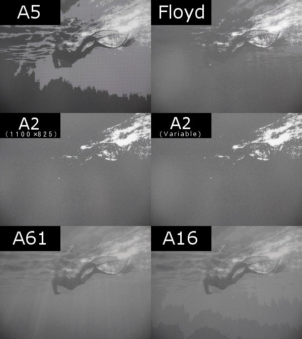 写真表示の違いの比較。A61＞A16＞Floyd＞A5＞A2(Variable)＝A2(1100×825)といったところだろうか