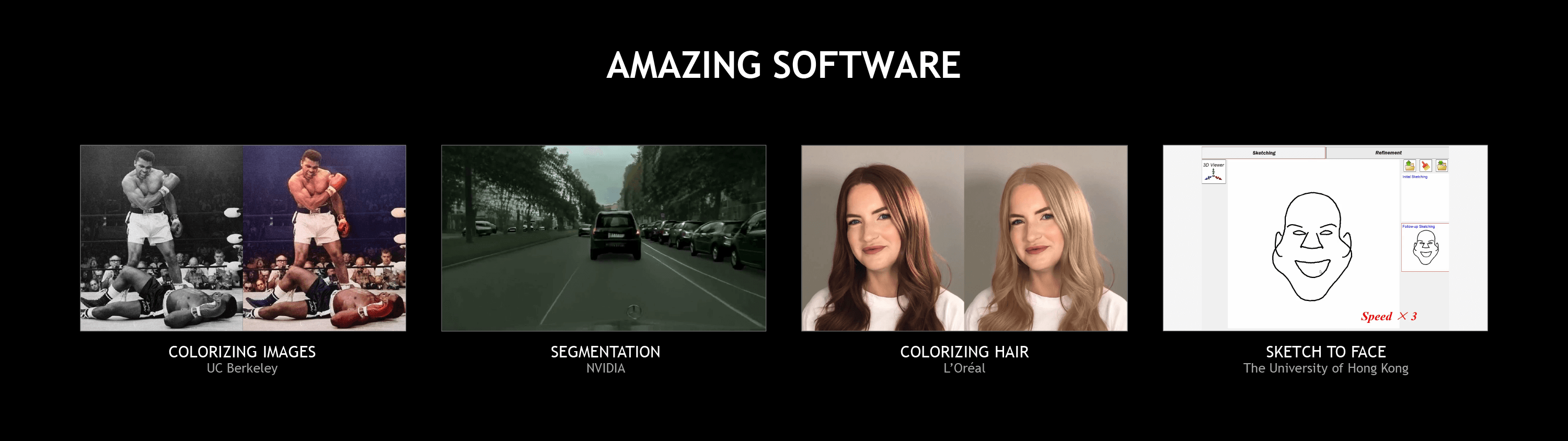 AIによって、白黒写真を着色したり、リアルな合成、髪色なリアルタイムな変更、2Dイメージから3Dモデルを生成するといった、驚きのソフトが実現