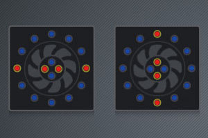 LEDごとに色変え。アドレサブルLED対応なので、たとえば基本色は青だが、一部の発光素子を赤にしてアクセントを付けるというカスタマイズも可能