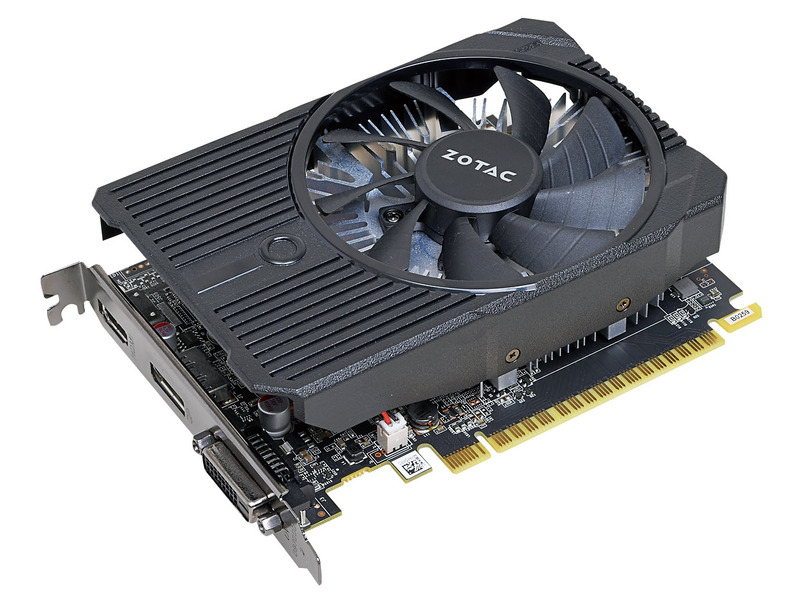 ZOTAC Technology GeForce GTX 1050 2GB Mini ZT-P10500A-10L。OCモデルではなく定格。ヒートシンクもファンの口径も大きく静か