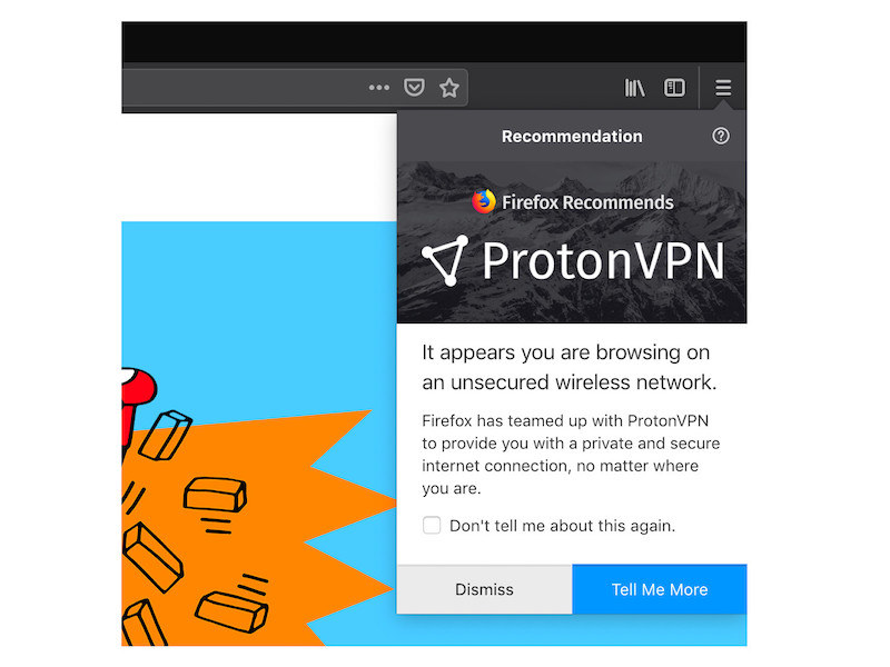 VPNサブスクリプションの案内の例