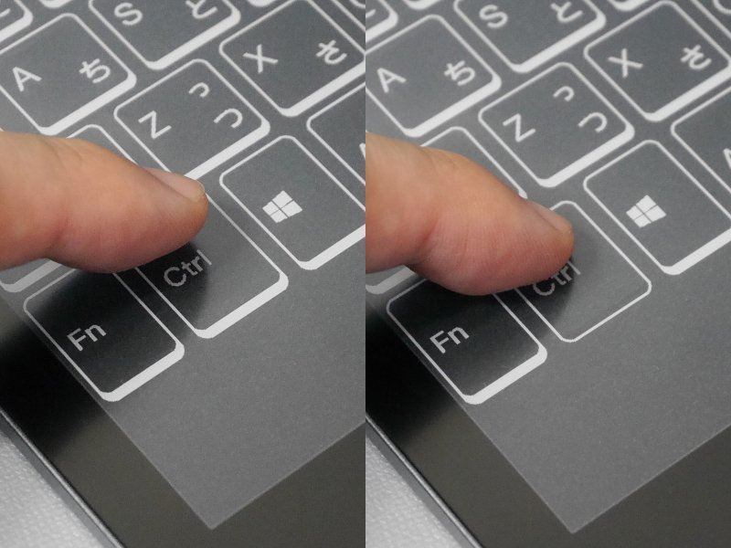 E Inkによるキーはきちんと押下する。同時にバイブが震えて指先にフィードバックを返す仕組みだ