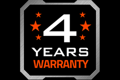 製品パッケージ記載の「4 YEARS WARRANTY」ロゴ