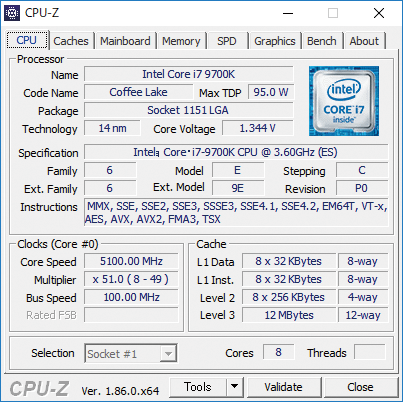 Core i7でも5GHz超え。Core i7-9700K
