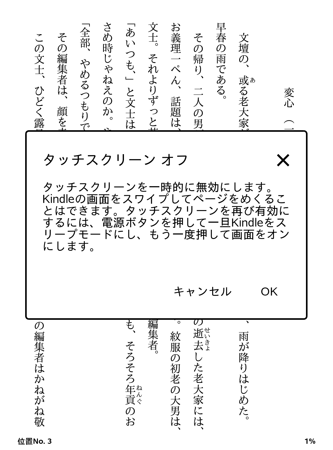 タッチスクリーンをオフにし、ページめくりをスワイプに限定できる不思議な機能も実装されている